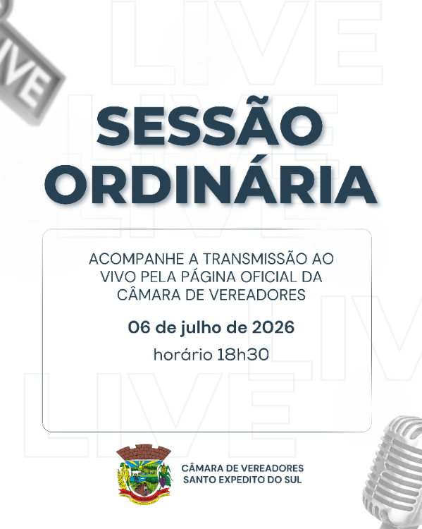 Sessão Ordinária nesta segunda-feira no Legislativo Municipal