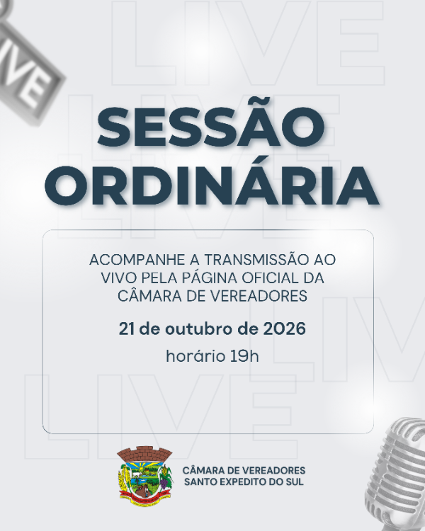 Sessão Ordinária será realizada nesta quarta-feira no Legislativo Expeditense